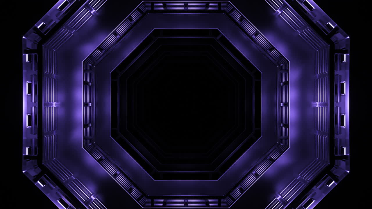 túnel octogonal de neón púrpura