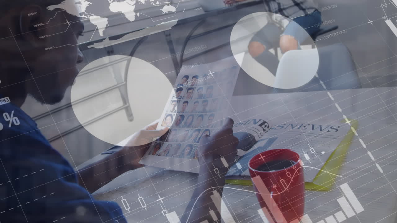 animación de las estadísticas y el procesamiento de datos financieros sobre el empresario.