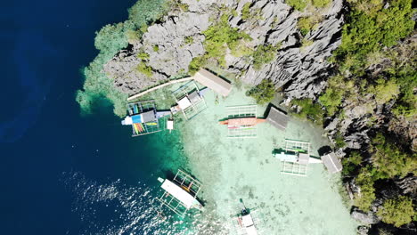 El-Nido,-Palawan,-Philippines,-Aerial-View-of-Beautiful-Lagoon-and-Limestone-Cliffs