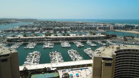 reveal shot of a marina bay