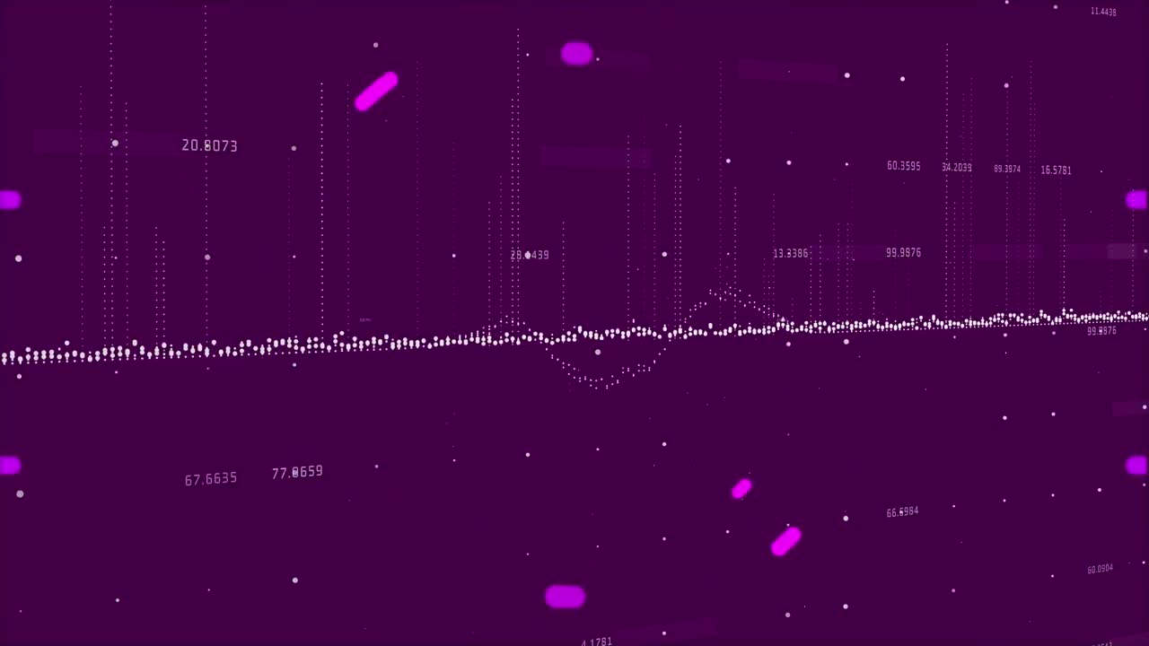 Animation of rotating pink safe lock and data processing, on black