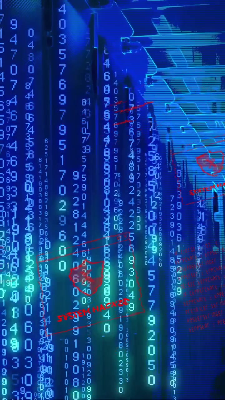 Animation of binary coding and data processing over businessman by computer servers