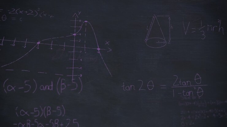 Equazioni matematiche su lavagna 4k