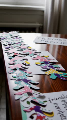 colorful paper leaf garland for a friendship project