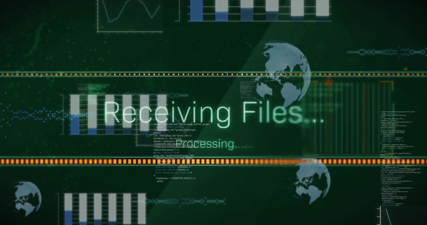 Sweep crossing starting transfer Receiving Files pulsing, bar moving updating, processing