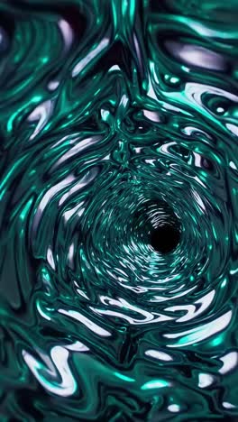 luminescent green slime swirling through metallic tunnel, generating hypnotic vortex with dynamic reflections and shadowy depths