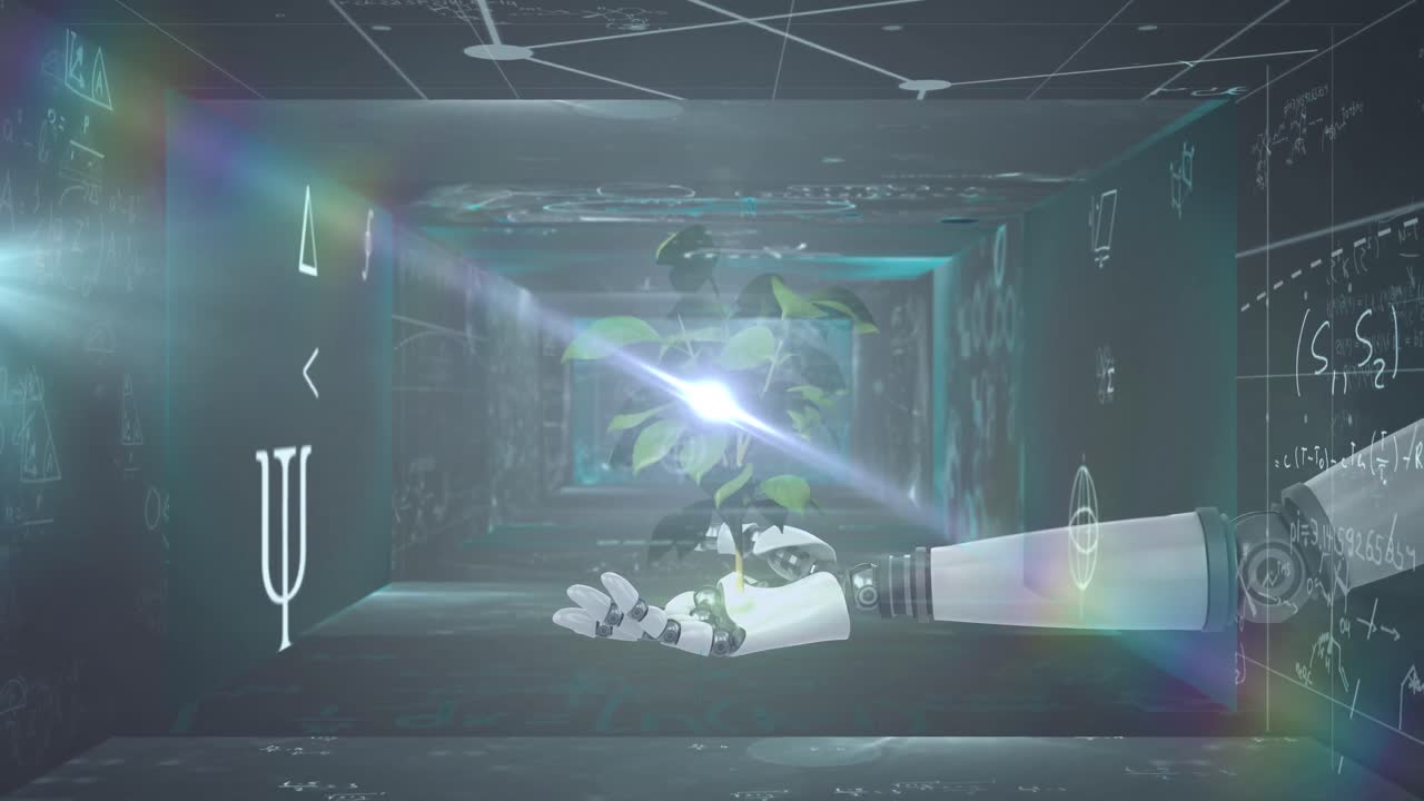 검은 바탕 위에 로 ⁇  팔과 식물의 애니메이션