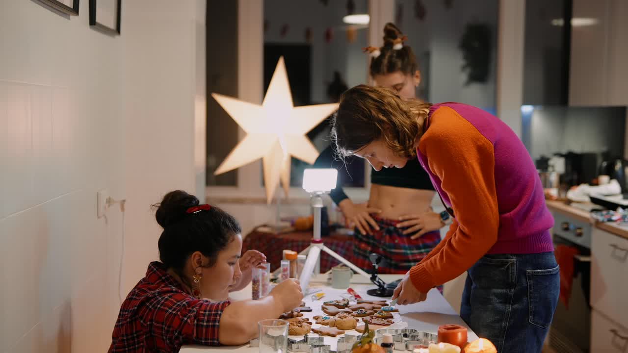 People Making Christmas Cookies Together