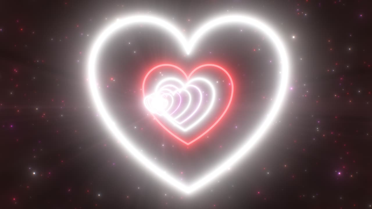 сердечная форма скрученный туннель дня святого валентина флуоресцентные неоновые огни - 4k беспрепятственная vj петля движение фоновая анимация