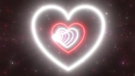 heart shape twisted tunnel of valentine's day fluorescent neon lights - 4k seamless vj loop motion background animation