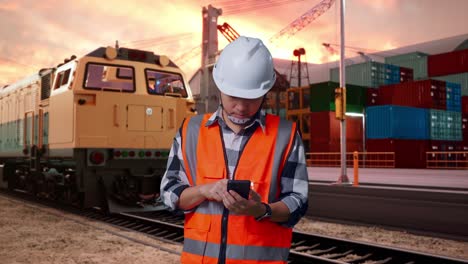 engineer working at a rail port