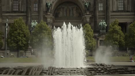 fountain in lustgarten, berlin on a sunny day with the berliner dom in the background