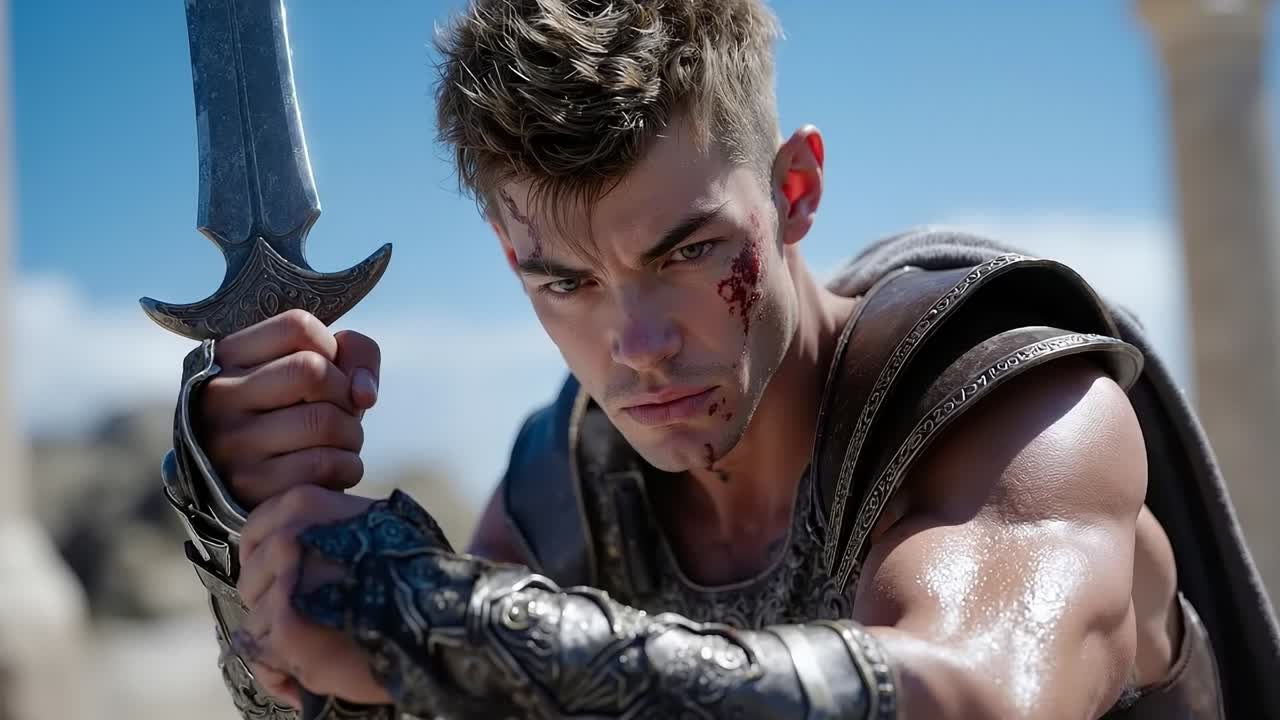 A man holding a sword in his hand