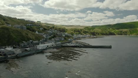 aerial view of the gardenstown on the aberdeenshire coastline on a summer day