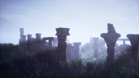 ruined ancient city in the mist