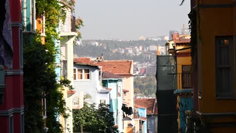 colorful buildings in a narrow street in istanbul