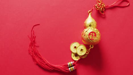 Video-of-red-chinese-decoration-on-red-background