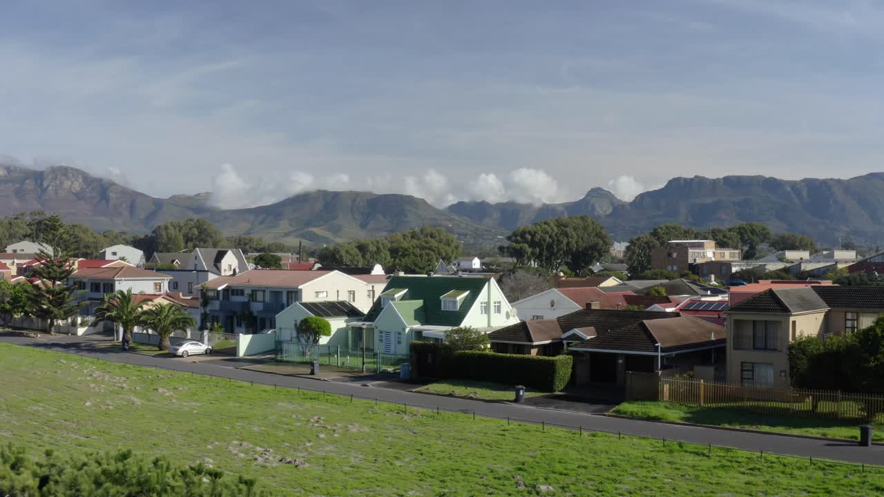 An aerial view of Table Mountain, mountain range and Silvermine mountains in the Deep South region of the Cape Peninsula in Cape Town, South Africa.