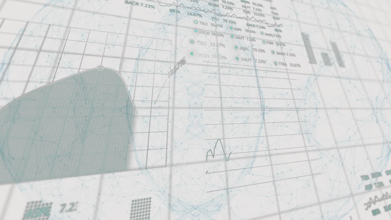 animación del procesamiento de datos y el globo sobre fondo blanco