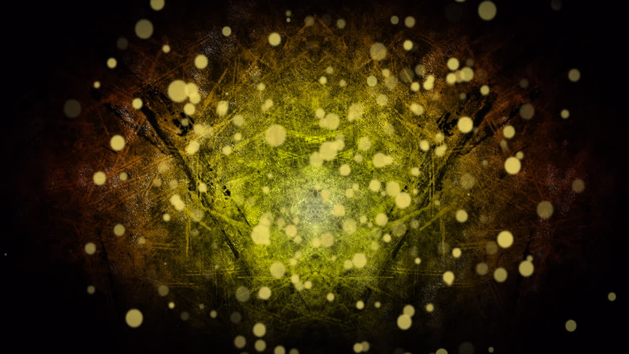 검은 바탕에 노란색 빛 위에 황금색 점의 애니메이션