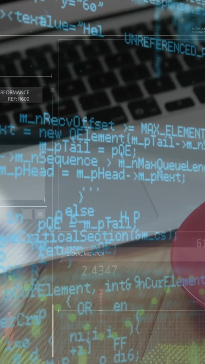 Animación de procesamiento de datos financieros sobre una computadora portátil