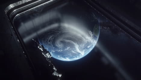 earth seen from a spaceship window