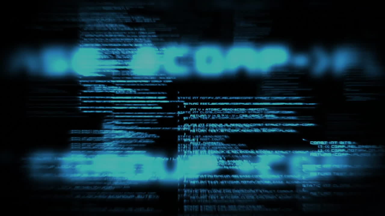 animación del procesamiento de datos sobre un fondo negro