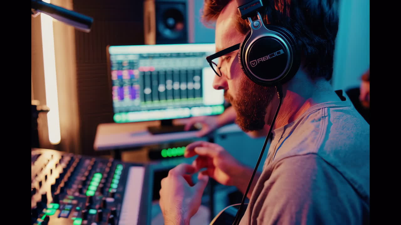 producción musical en un estudio de grabación