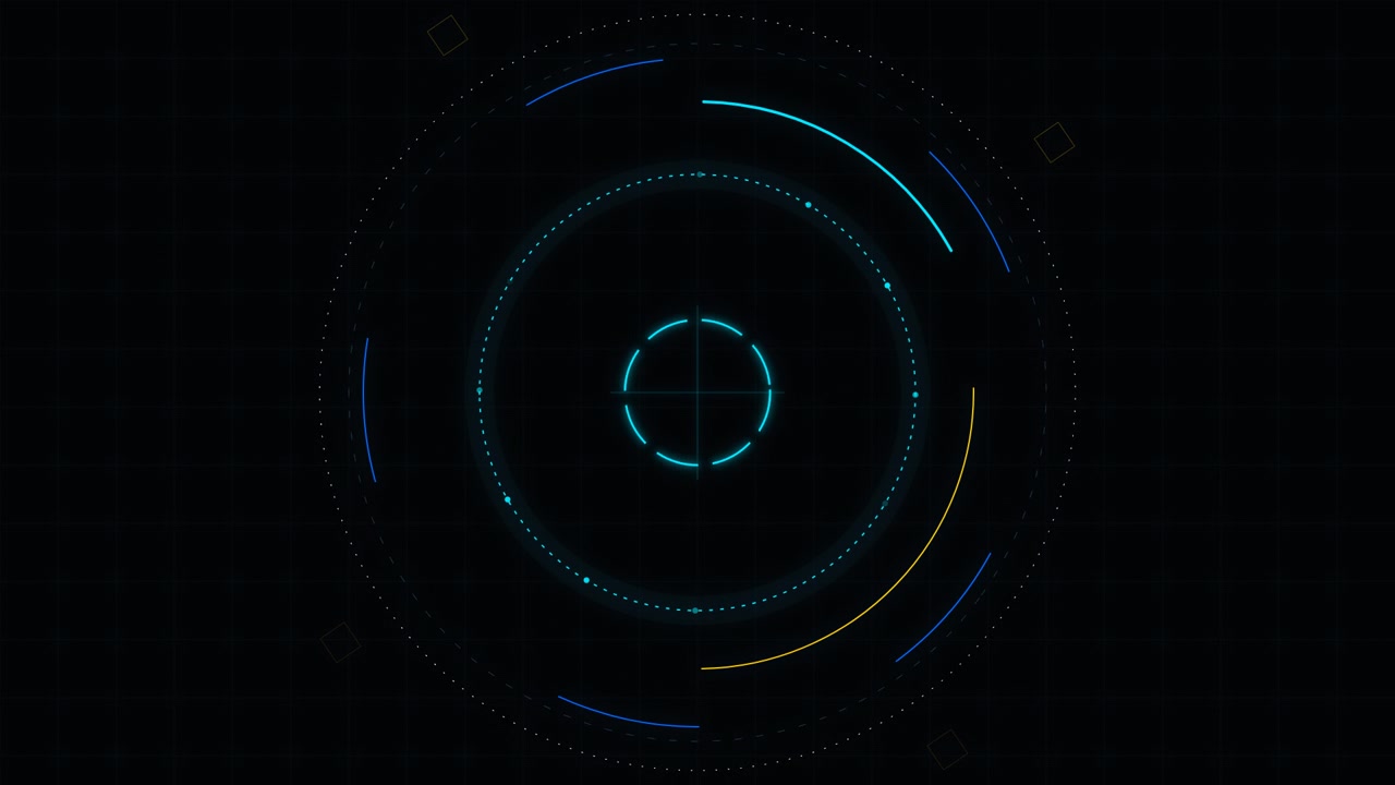 Futuristic Digital HUD Interface with Rotating Circular Elements