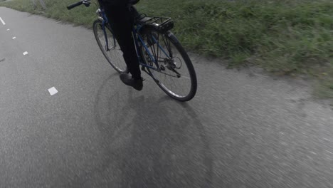 Close-up-of-a-Person-Cycling-in-a-Bike-Lane