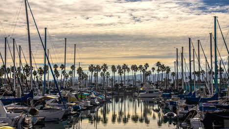 boats and yachts parked marina king harbour california time lapse usa