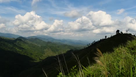 clouds moving and casting shadows on the mountains is a time-lapse taken from one of the higher mountain ridges of mae wong national park, lower north of thailand