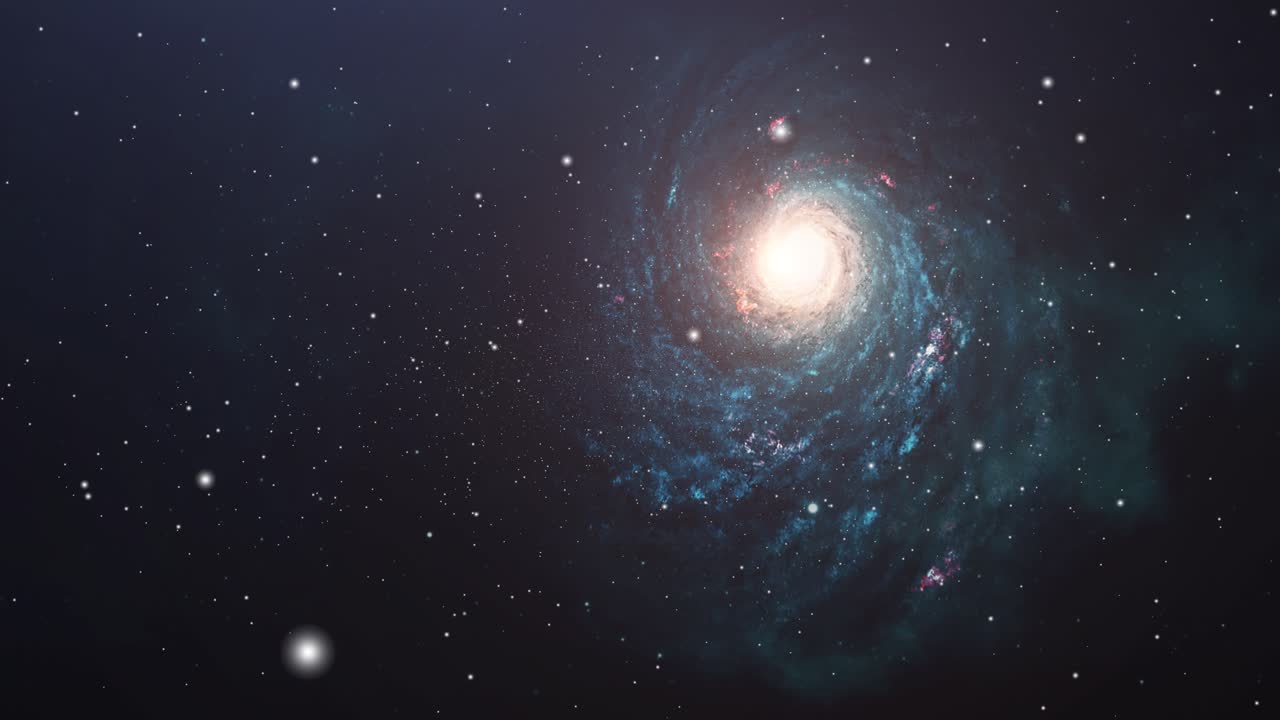 우주, 공간에서 움직이는 푸른 은하 회전