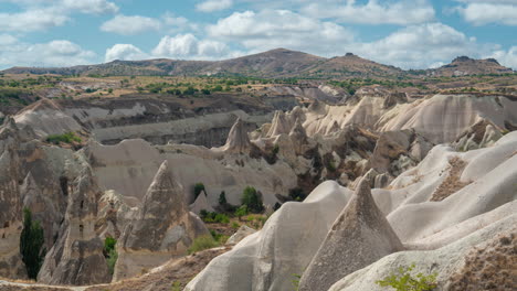 timelapse, clouds above cappadocia turkey, rock formations and landscape