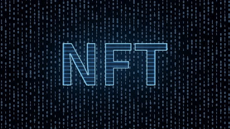 NFT nonfungible tokens concept with dark background, 3d rendering.