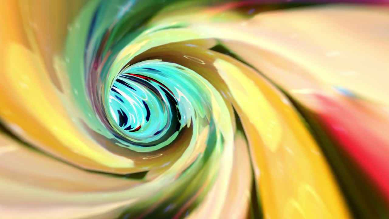 Loop of Abstract hypnotic colorful acrylic paint vortex warp tunnel through time and space animation. Loop Sci-Fi interstellar travel through wormhole in hyperspace vortex tunnel.