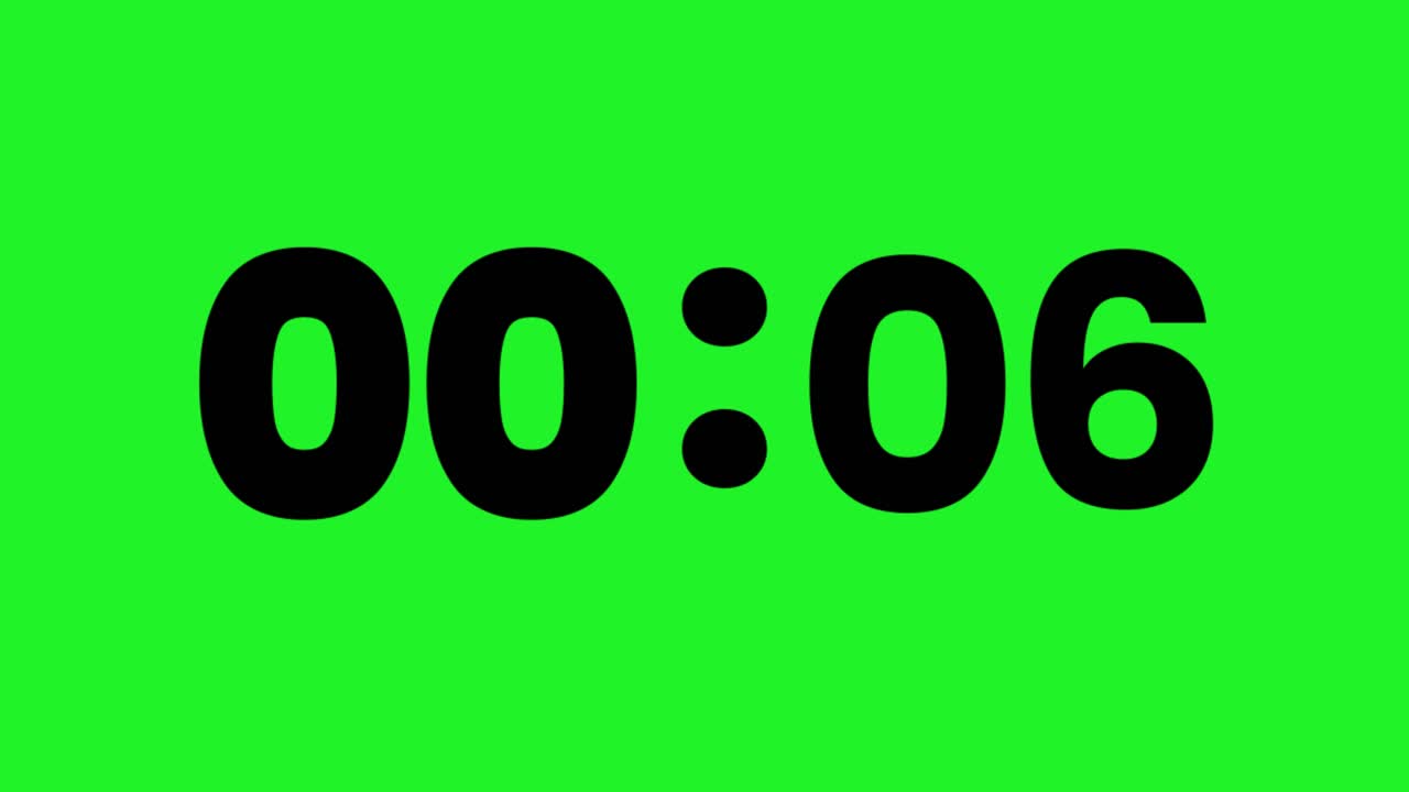 Digital Countdown Timer with Black Numbers on Green Screen