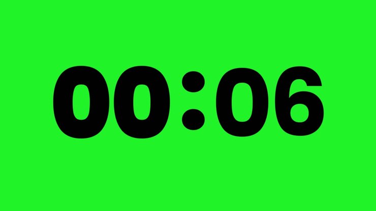 Digital Countdown Timer with Black Numbers on Green Screen
