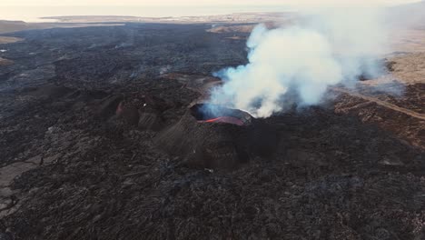 active grindavík volcano with lava and smoking crater before eruption