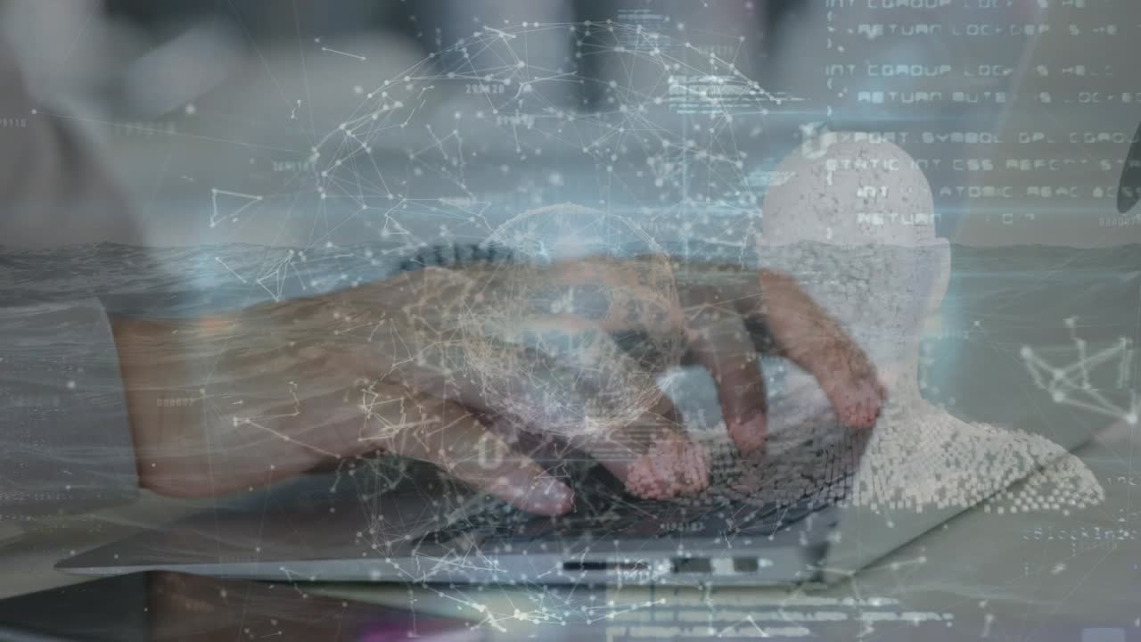Animiertes Video zeigt Geschäftsmann, der ein digitales Sicherheitsschloss benutzt