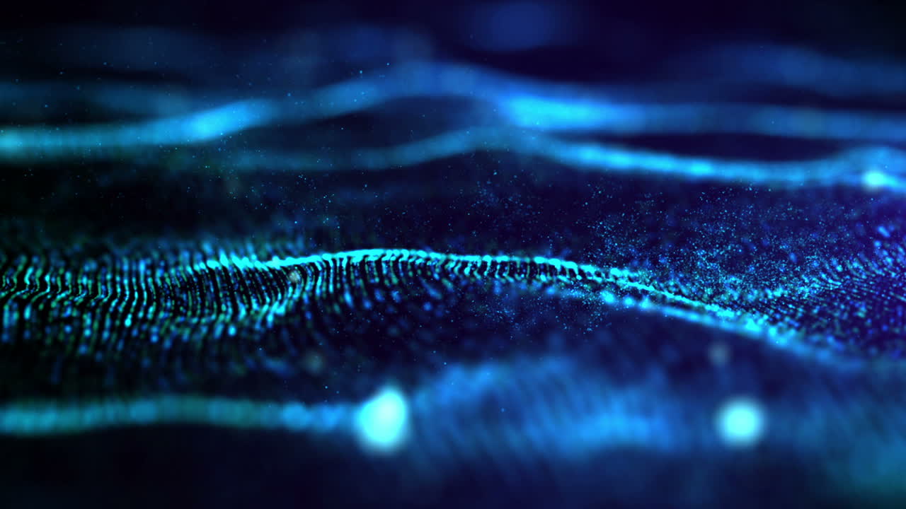 Futuristic digital abstract luxurious sparkling wave particles flow de-focus for festive season Christmas, New Year, Chinese New Year, Valentine background