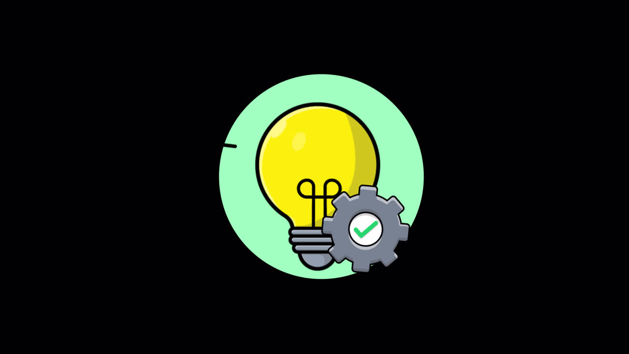 Animated Lightbulb and Gear Representing Idea Process