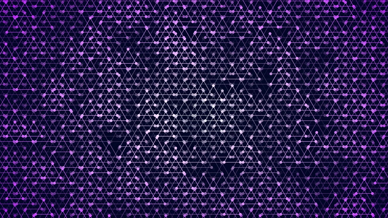 Abstract Digital Network Background with Glowing Purple Triangles