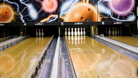 bowling alley with lanes and pins