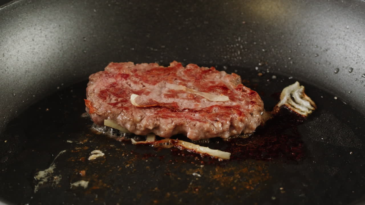 Cooking a Hamburger with Cheese