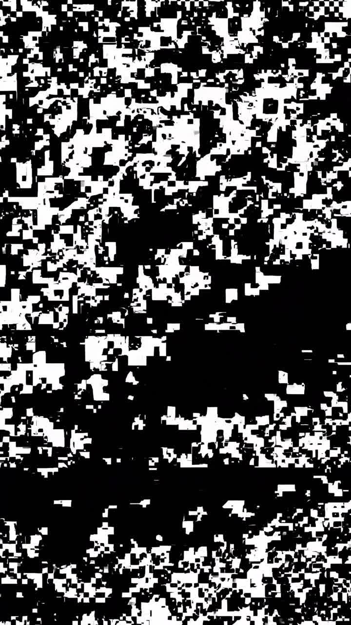 Abstract video glitch art with horizontal static lines. High-angle view creates a digital noise