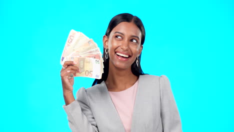 Rich,-portrait-or-excited-Indian-woman-with-money