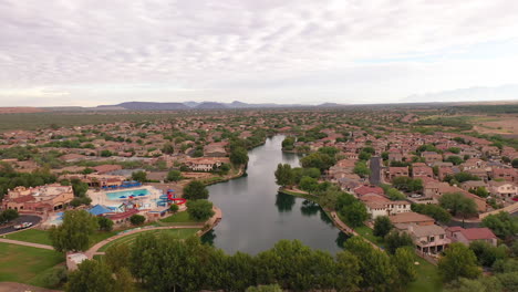 drone view of rancho sahuarita and sahuarita lake, a new home community in southern arizona