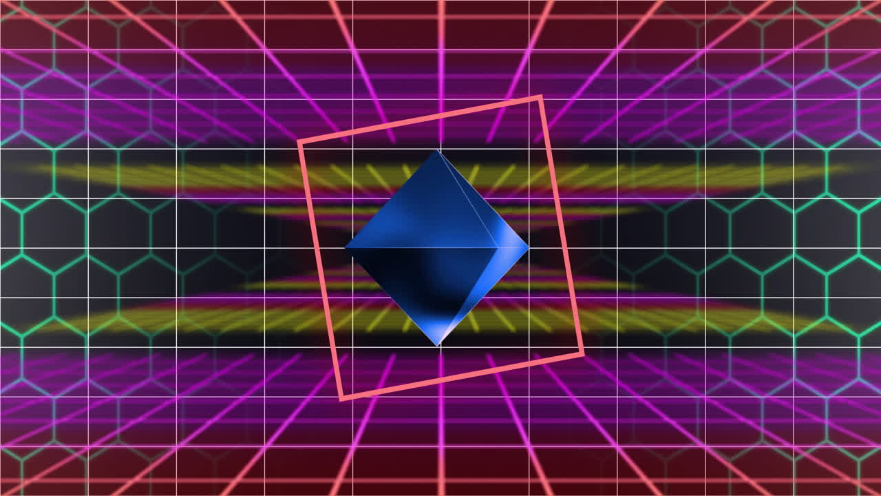 animación de formas de neón sobre líneas sobre fondo negro