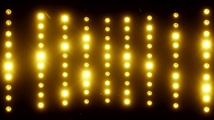 Una parete di proiettori di luce, un lampo di luce.